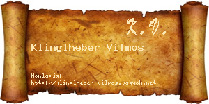 Klinglheber Vilmos névjegykártya